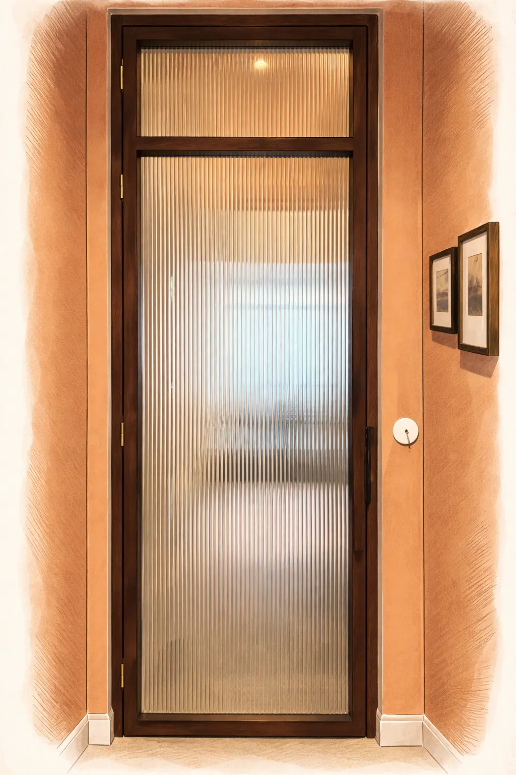 Porte palière sur mesure en bois avec verre flûté